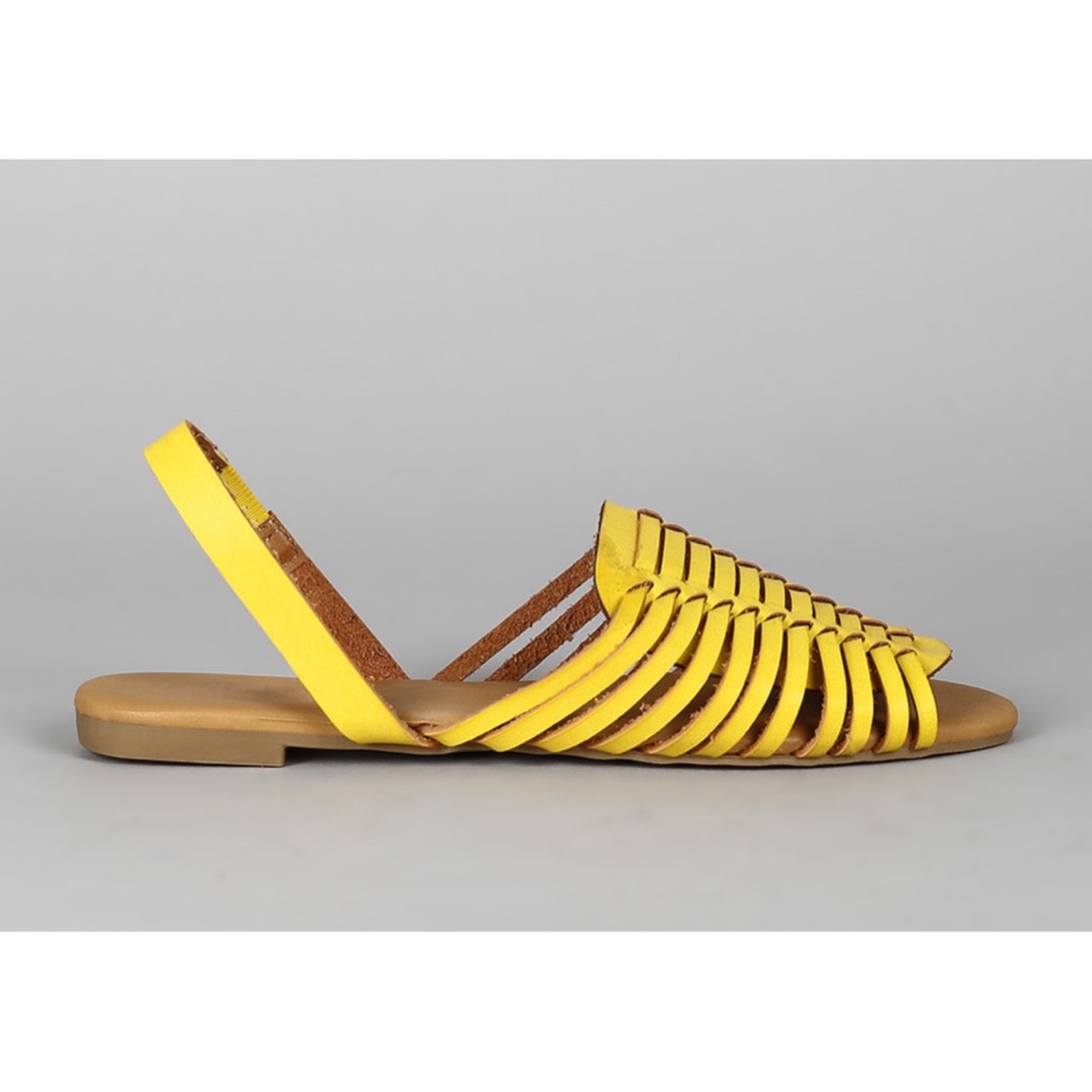 Yellow strappy huarache flat slingback sandals - Picture 6 of 6